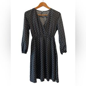 Old Navy Black Long Sleeve Dress with White Polka Dots